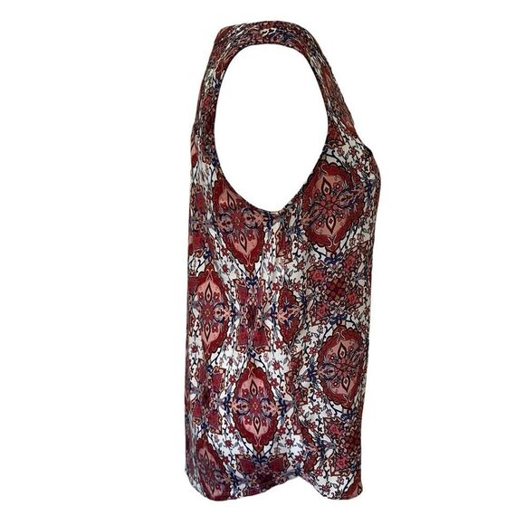 Loft Paisley Print Tank Top w/ Button Collar and Front Pockets. Sz M. Great Cond - Picture 7 of 11